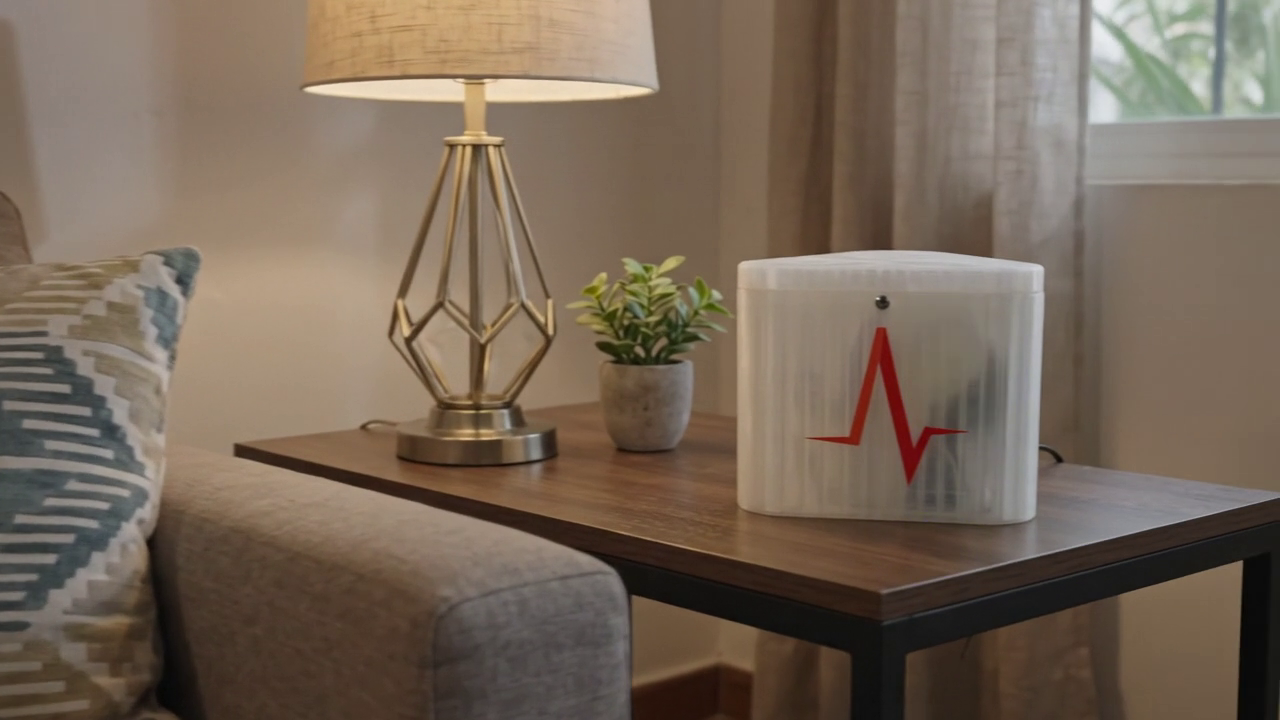 SkyAlert Mini en la sala de una casa protegiendo a la familia